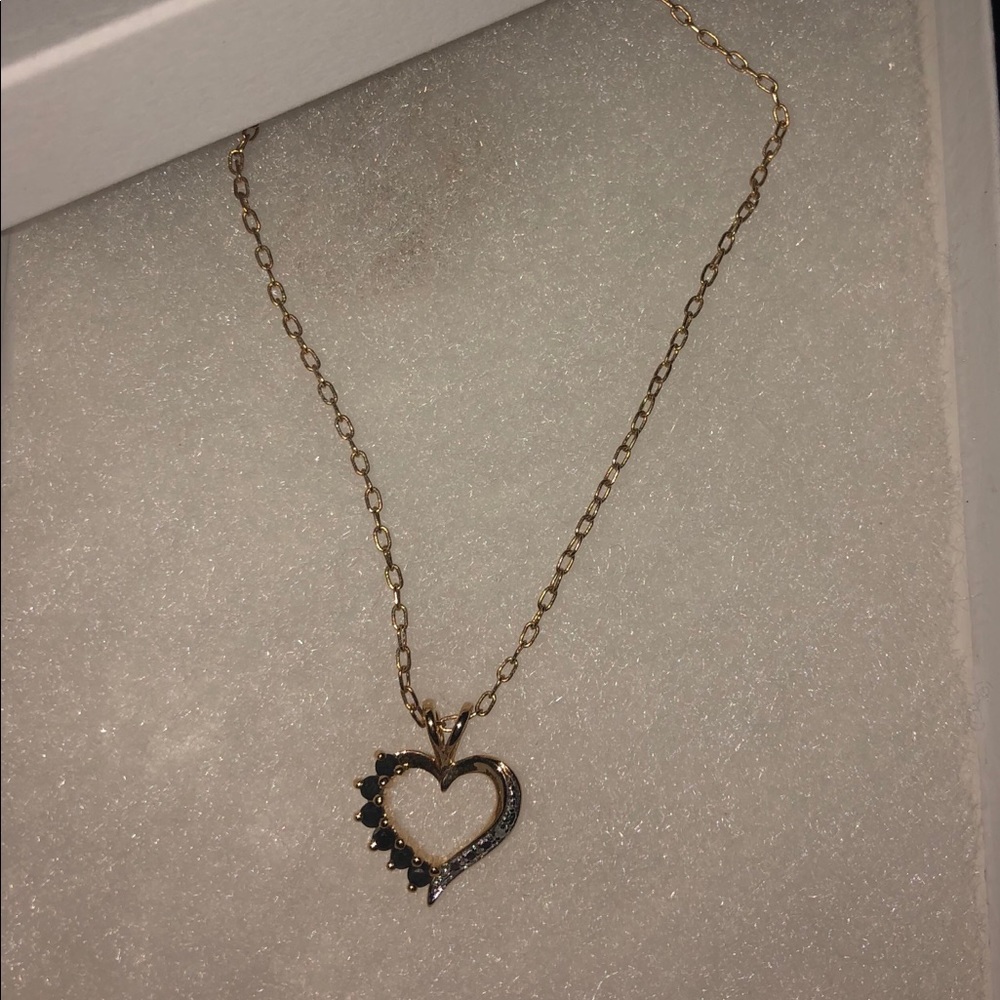Sapphire gold heart necklace